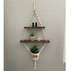 New handmade Macrame hanging wall shelf with plant hanger